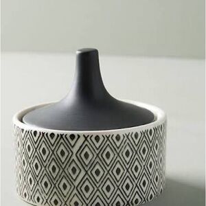 Anthropologie Caia Geometric Black and White Lidded Jar Small